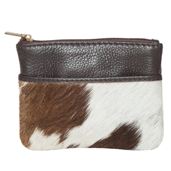 Cowhide coin & card purse