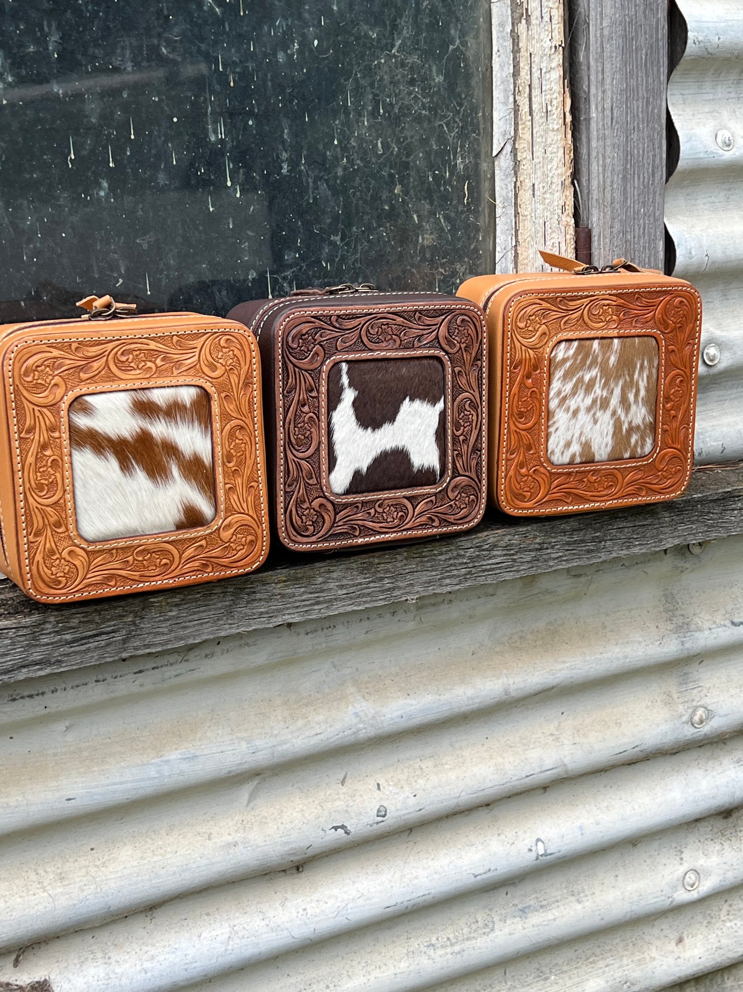 Cowhide jewellery box