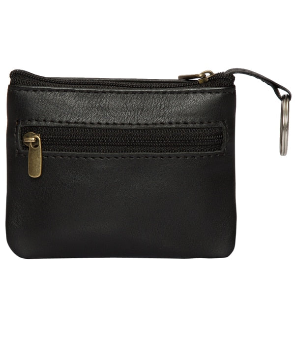 Cowhide coin & card purse