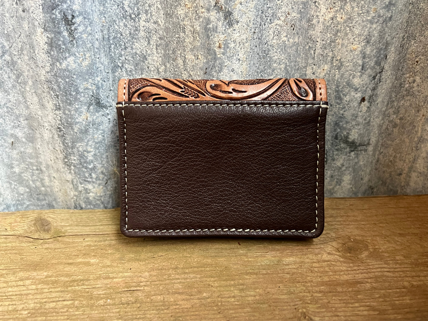 Tooled cowhide coin purse