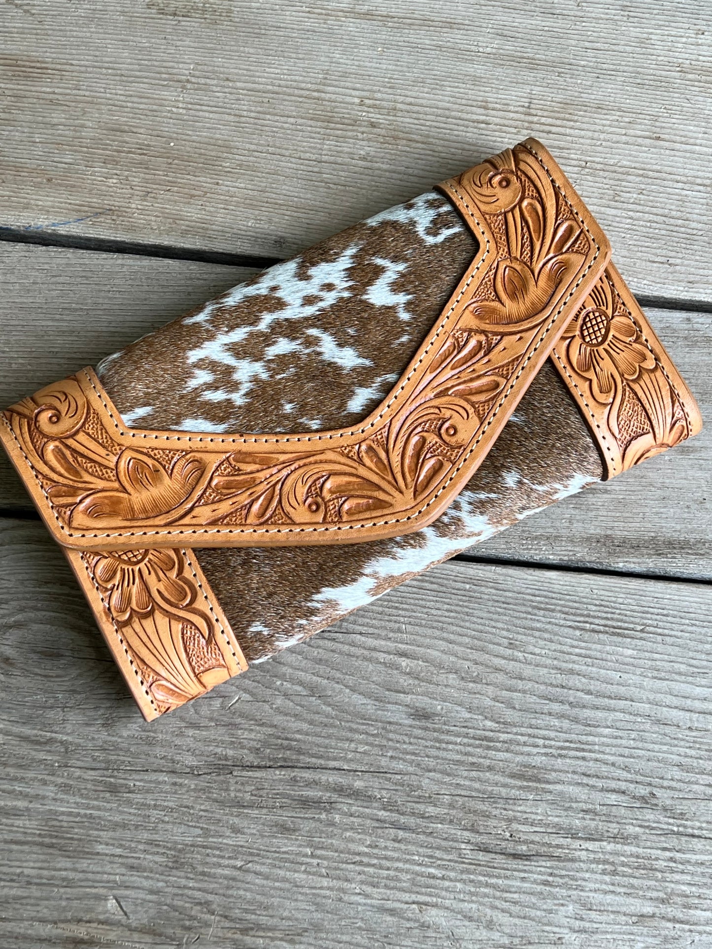 Elsey tooled cowhide wallet