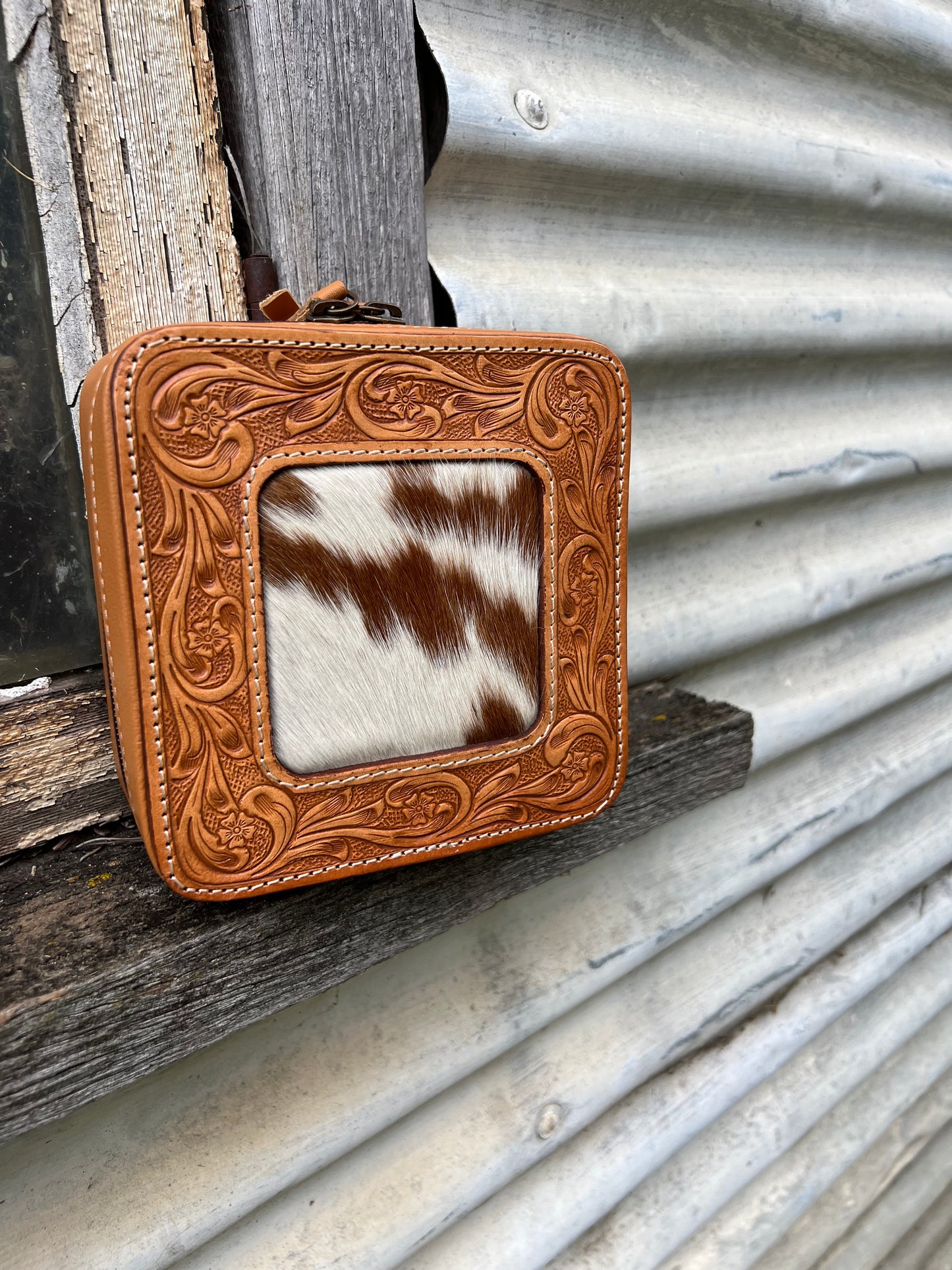 Cowhide jewellery box
