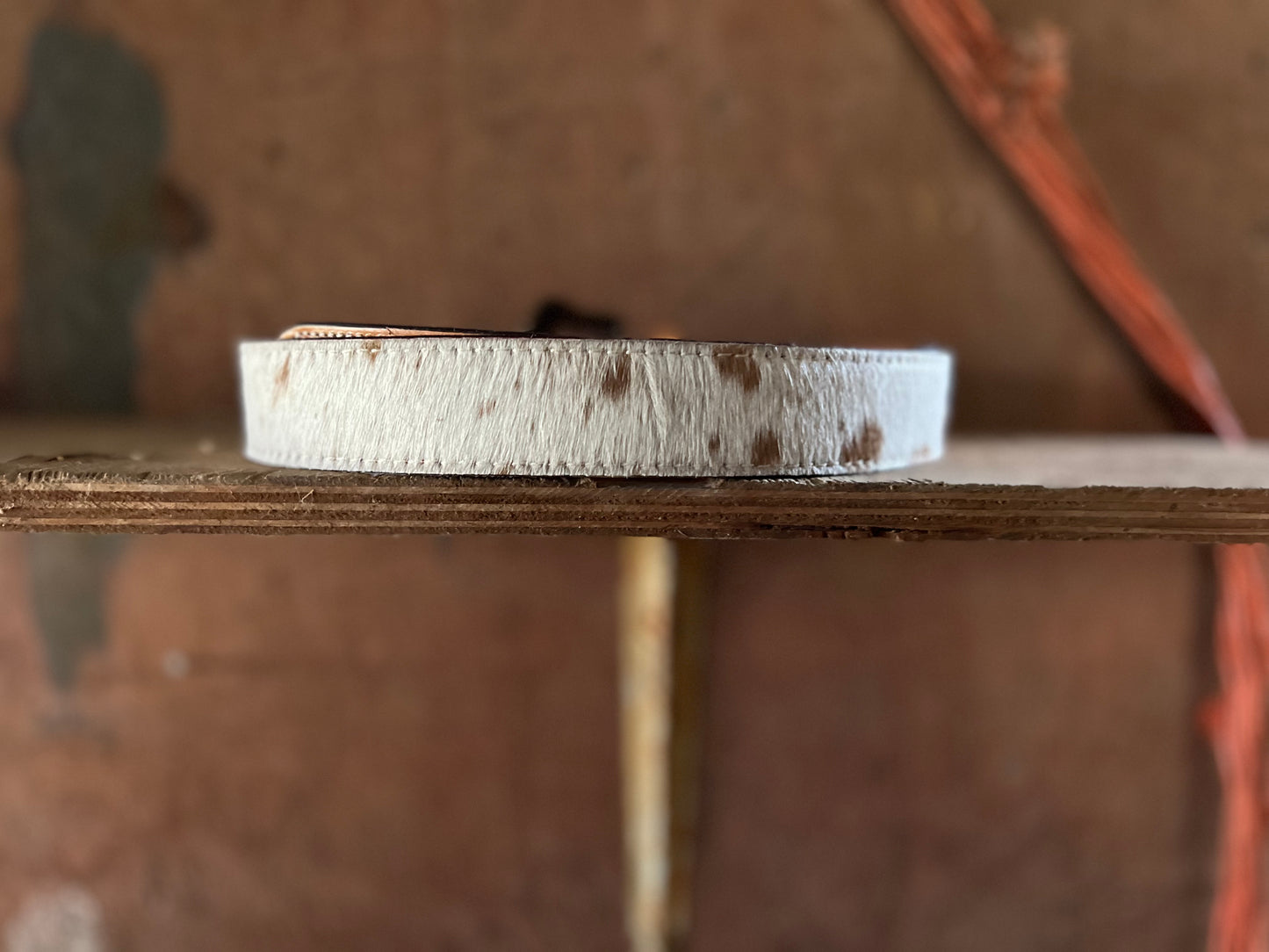 Cowhide & Tooled leather belt- Large