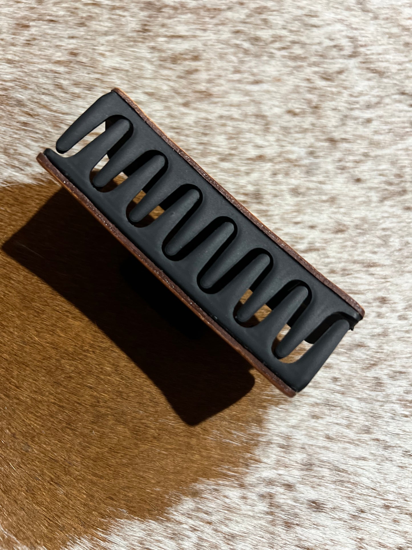 Tooled leather hair clip
