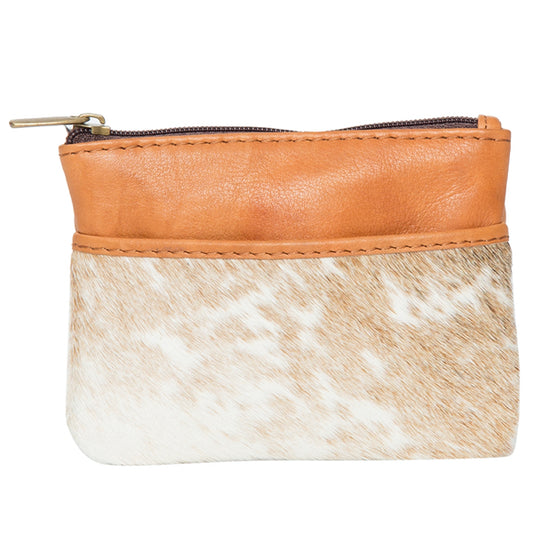 Cowhide coin & card purse