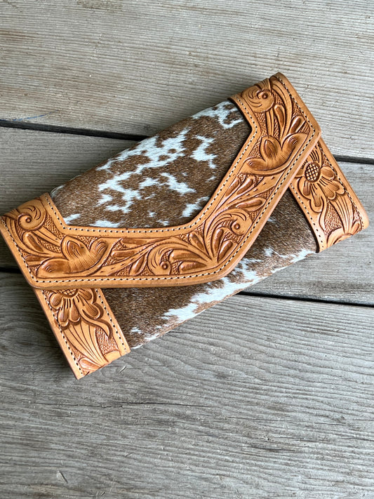Elsey tooled cowhide wallet