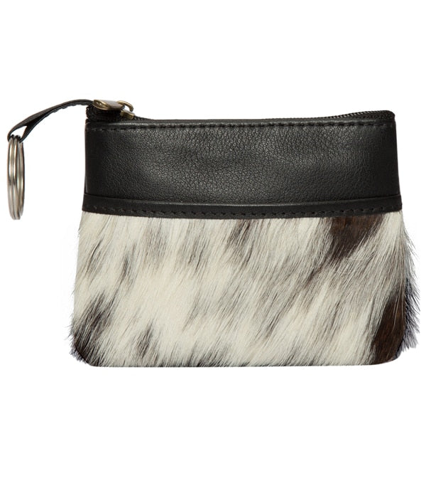 Cowhide coin & card purse