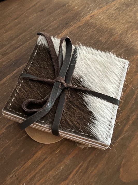 Cowhide coasters 4pk